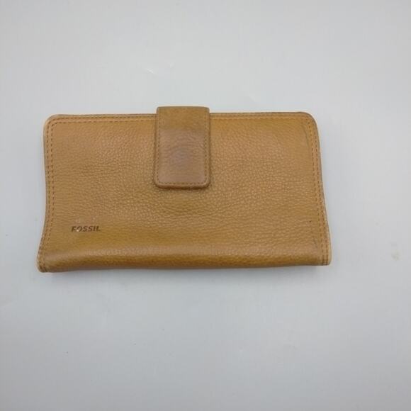 Vintage Fossil Brown Pebbled Leather Women’s Wallet Clutch Checkbook Bifold - Picture 1 of 4